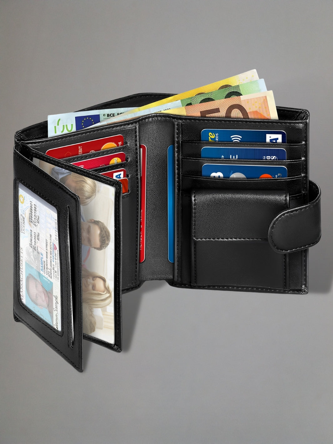 Portefeuille femme cuir noir<br> Le portefeuille en cuir noir pour femme